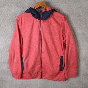 Layer 8 Jacket Mens L‎ Red Heathered Full Zip Fleece Hoodie Qwick Dry Athletic